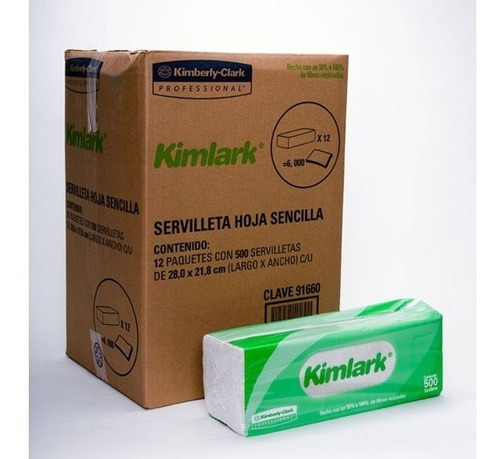 Caja Con 12 Paquetes De Servilleta Kimlark Con 500 Hojas 