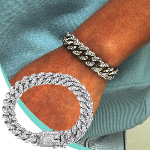 Brazalete B Hip Hop Para Hombre, Cadena Con Diamantes De Imi