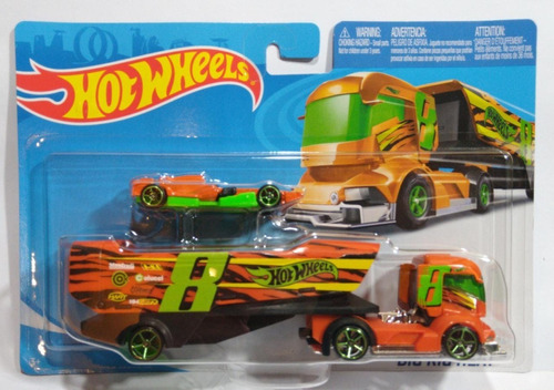 Hotwheels Trailer Big Rig Heat Versión Naranja