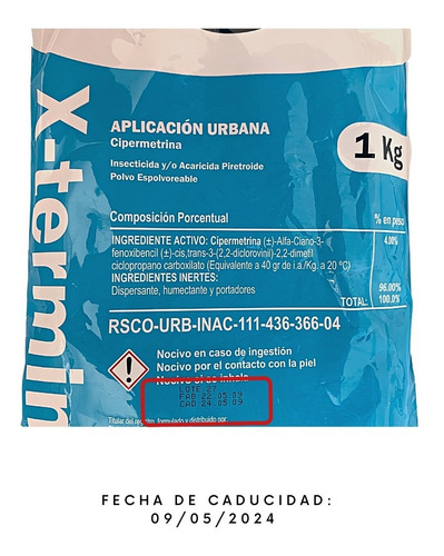 Imagen 4 de 7 de Mata Cucarachas Hormigas Chinches En Polvo X-termín 1 Kg