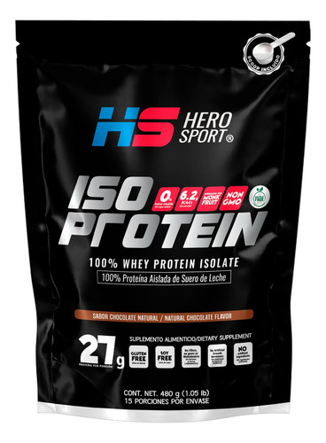 Isopro Proteína Aislada De Suero De Leche 480gr Hero Sport Sabor Chocolate