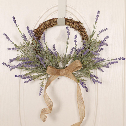 Corona De Lavanda Artificial De 16 Pulgadas, Flores Moradas,