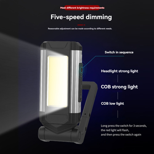 Luz De Trabajo Led Plegable Cob: Recargable Por Usb, Multifu