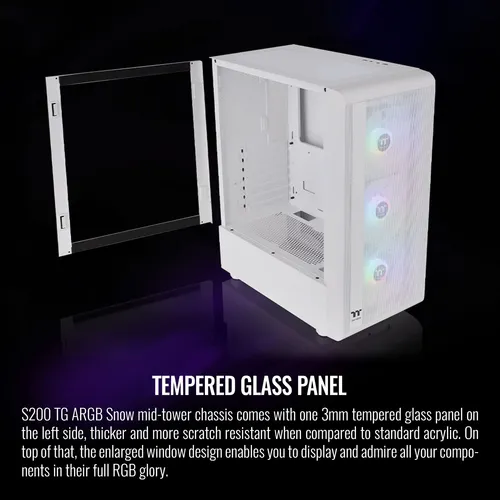 Gabinete Thermaltake S200 Tg Argb Snow Atx Mid Tower Blanco