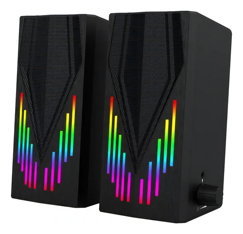 Caixa De Som Multimídia Pc Gamer Luz Led Multicolor Estéreo Para Computador