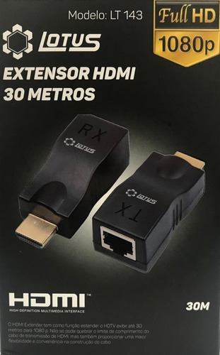 Conversor Hdmi 30 Metros Via 1 Cabo Rede Rj45 Cat5e/6