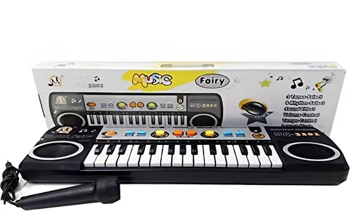 Piano Teclado Musical Karaokê Infantil com 25 Teclas e Microfone para  Iniciantes