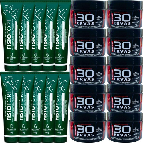 Atacado 10 Gel 30 Ervas Power 300g 10 Pomada Fisiofort 150g