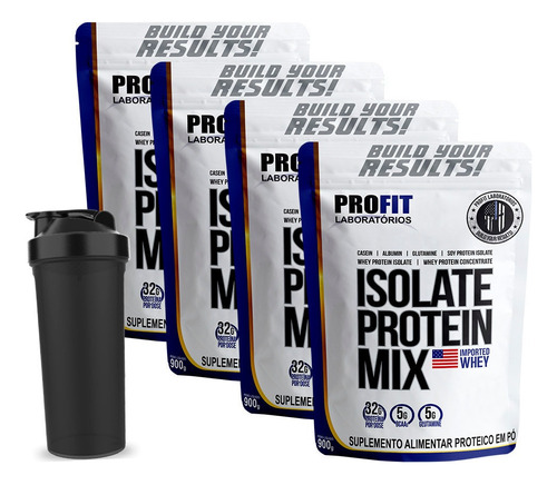 Combo 4x Whey Isolate Protein Isolado Mix 900g + Coq Sabor Creme De Avelã