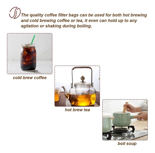 Bolsas De Filtro Café Para Cold Brew Desechables 20 X 30 Cm
