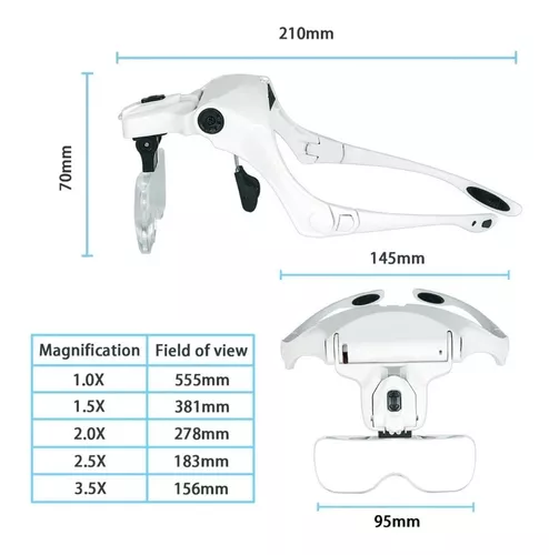 Gafas Lupa Visera Diadema Con Luz Led 5 Lentes Electronica