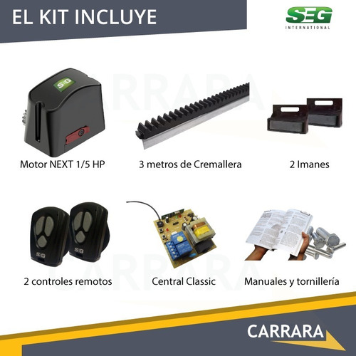 Imagen 4 de 8 de Kit Motor Porton Automatico Corredizo Seg 300kg Next Control