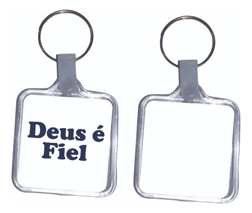 10 Chaveiros Cristãos Deus É Fiel Acrílico 3x4 Cm
