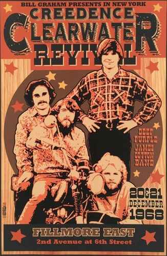 Poster Retrô - Creedence 1968 Concert  30x45cm Plastificado