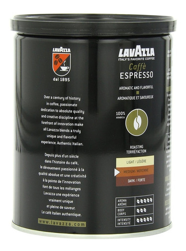 Blend Lavazza Espresso Caffe Café Molido, Medio Asado, Latas