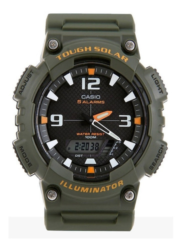 Reloj Casio Aq-s810w-3a Para Caballero Verde-naranja 