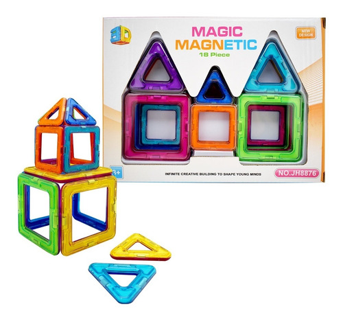 Bloques Magnéticos Construcción 3d Imanes Magic  18 Piezas