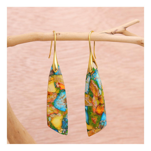 Bxda Pendientes Colgantes De Piedra Natural Para Mujer, Azul