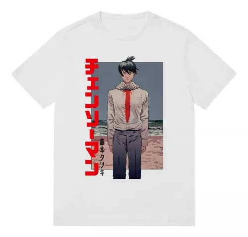 Camiseta Basica Estampada Chainsaw man Motosserra Logo Anime