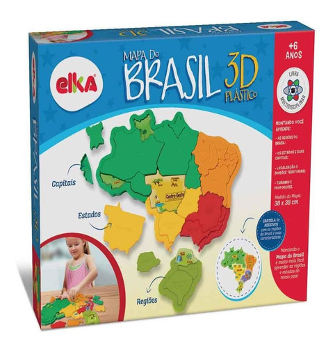 Mapa Do Brasil 3d C/ Estados E Regiões - Brinquedo Educativo