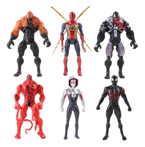 Coleccion De 6 Figuras Spiderman Venom Articuladas 16cm