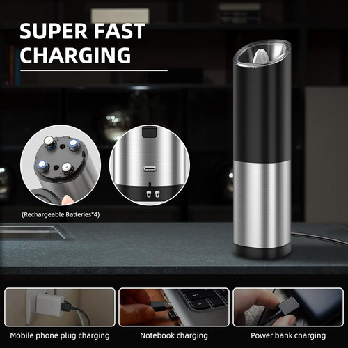 Molinillo Eléctrico De Sal Y Pimienta Recargable Por Usb, Mo