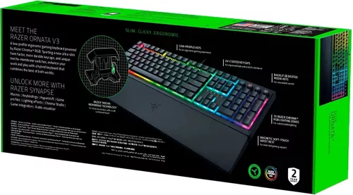 Razer Ornata V3 - Teclado Gamer Low Profile Us Color del teclado Negro