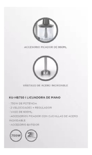 Mini Pimer Mixer Licuadora De Mano 3 En 1 Varilla Acero Inox Color Gris