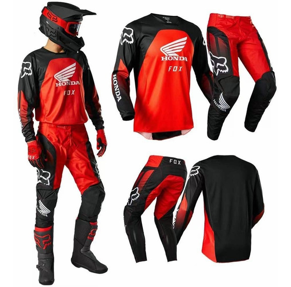 Motocross adultos traje Gear Set Fox Honda 180 Rojo 