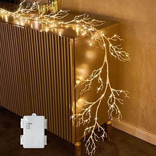 Lighted White Garland Battery Operated With Timer 120 Led Fa