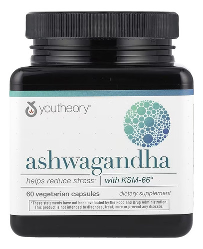 Youtheory, Ashwagandha KSM-66, 500 mg, 60 cápsulas vegetales