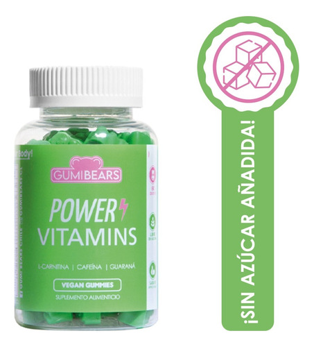 Power Vitamins - Energía Para Quema De Grasa - Gumi Bears Sabor Manzana