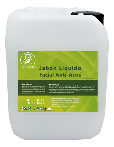 Jabón Líquido Facial Para Piel Con Ácne 10 Litros Momento De Aplicación Día/noche Tipo De Piel Sensible