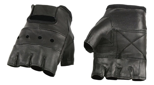 Guantes De Moto Hombre De Cuero Negro Palma Acolchada D...