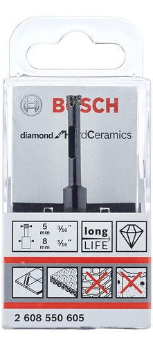 Imagen 2 de 7 de Mecha Diamantada 5mm Bosch P/porcelanato 2608550605