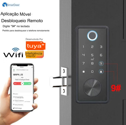 Fechadura Digital Wifi Sem Maçaneta Prova D'agua Prata Luxo