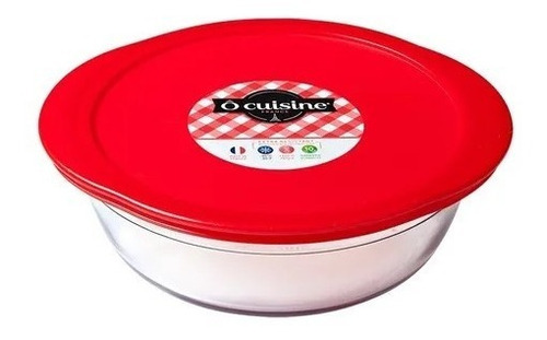 Fuentes De Vidrio Para Horno Freezer Con Tapa Ocuisine 2,3lt Color Rojo