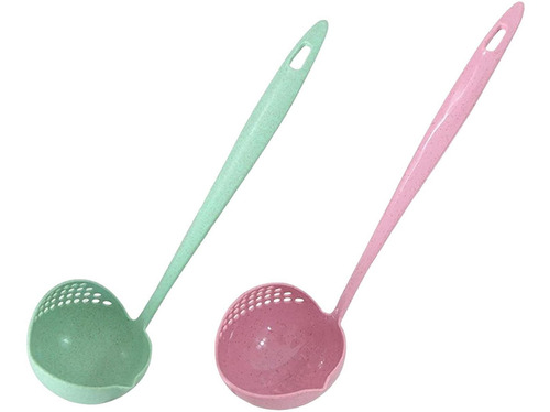 Imagen 7 de 10 de 2 Cucharon Rosa Escurridor Colador Cuchara Sopa Caldo Cocina