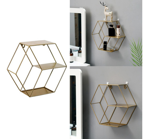 Estantes De Pared De Hierro Forjado Flotante Hexagonal,
