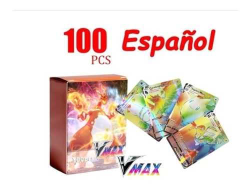 Caja 100 Cartas Pokemon Vmax. Gx, Tag Team