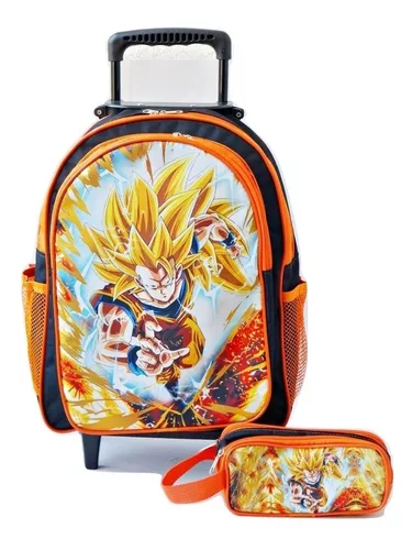 Mochila Rodinhas Dragon Ball Z Goku Vegeta + Estojo De Lapis