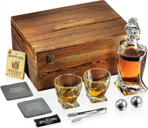 Mixology Glass & Whiskey Stones Set Decantado Y Dos Vasos