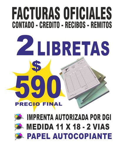 2 Libretas De Facturas $ 490 Boletas Oficiales - Imprenta