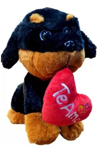 Perro De Peluche Rottweiler Con Corazón Regalo 23cm