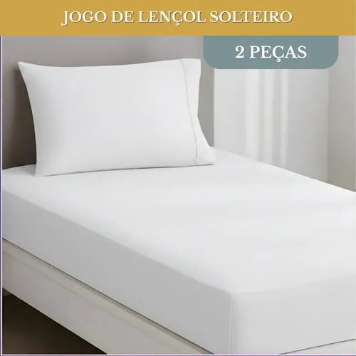 Jogo De Lençol Cama Solteiro 02 Peças 400 Fios Ponto Palito Hotel...