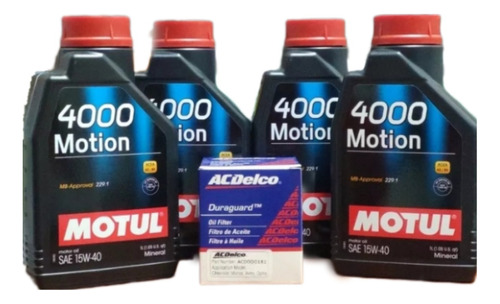 Aceite 15w40 Mineral Motul Combo 4lt + Filtro