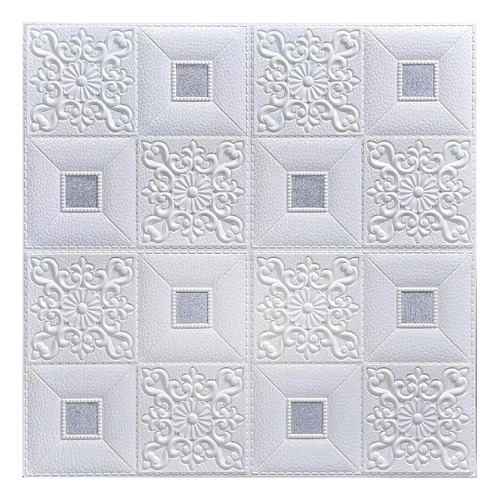 Lamina 3d Panel Elegante Blanco Cuadro Gris Cielo 70 X 70 Cm