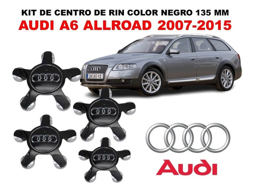 Kit De 4 Centros De Rin Audi A6 Allroad 07-15 135 Mm Negro