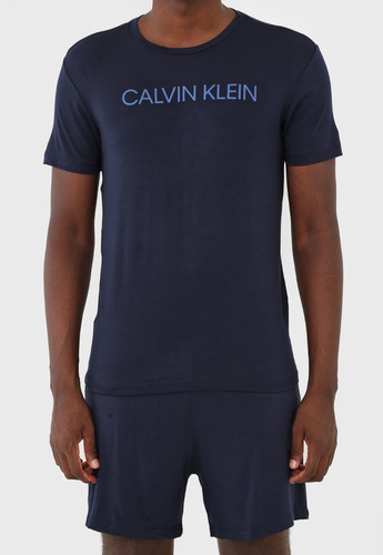 Imagem 2 de 5 de Pijama Calvin Klein Masculino Bermuda Azul - Original
