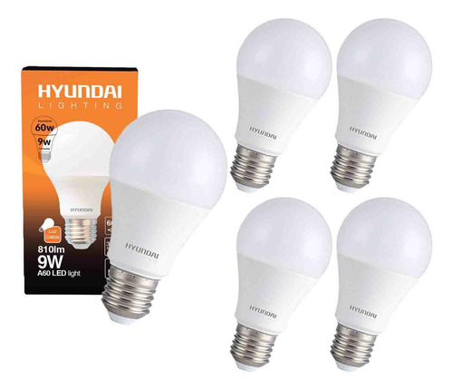 Pack 5 Ampolleta Led A60 9w E27 Hyundai